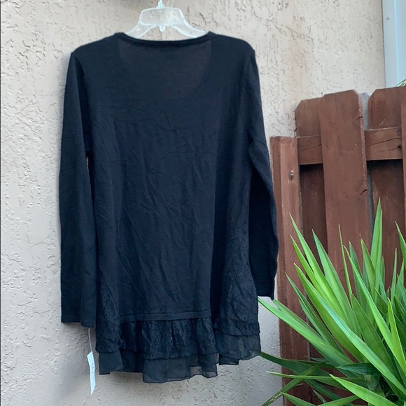 Style & Co Lace Trim Scoop Neck Sweater Black Lg - Picture 7 of 7
